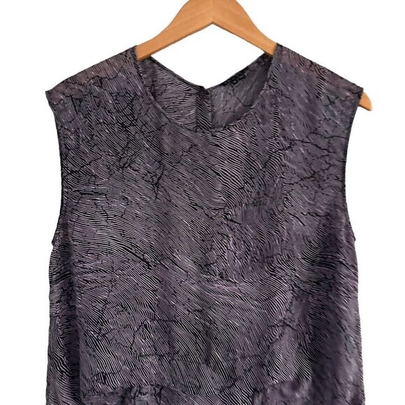 Theory Women’s Blouse 100% Silk Top Size M Sleeveless Hidden Pockets Abstract - Picture 3 of 12